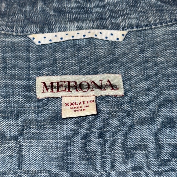 Merona Classic Blue Denim Shirt XXL - Picture 3 of 5